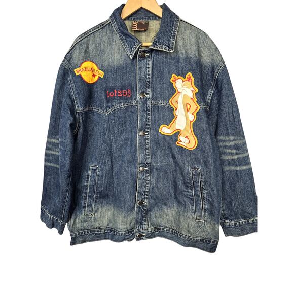 Looney Tunes Lot29 Luxe Denim Jacket XL - Sylvester The Cat & Brazilian Sun Patc - Picture 1 of 7